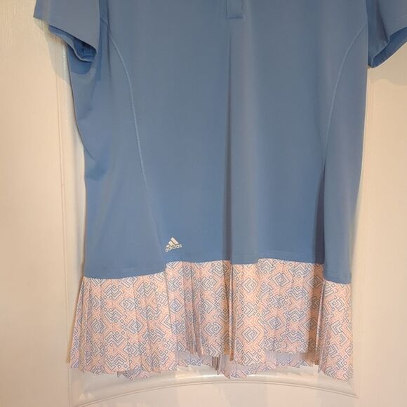 Adidas Preppy Tennis Dress Blue Button Down Polo 1 piece Athletic Flippy Skirt L - Picture 4 of 8